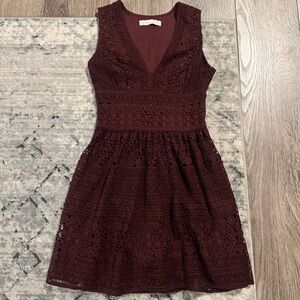 Elegant Lace Burgundy Skirt